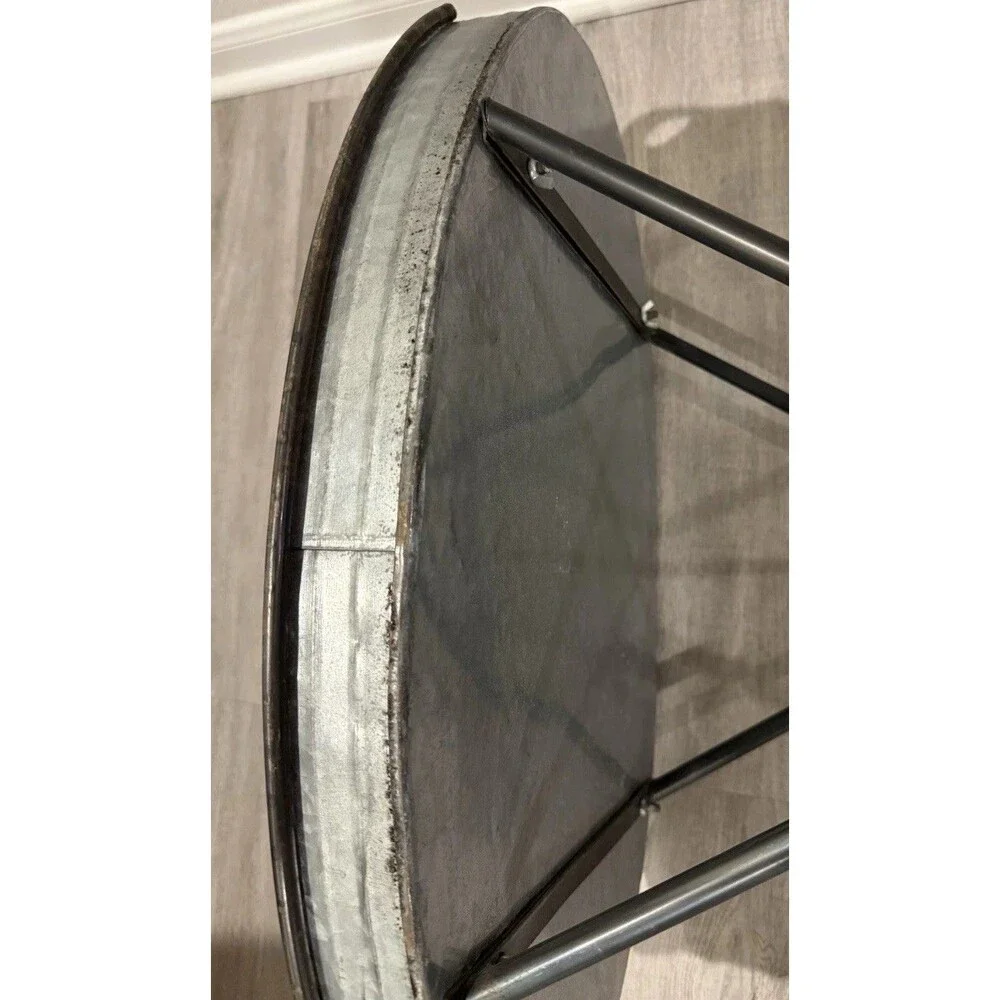 VTG Large Metal Tray Table Foldable 28.5” H 20” Diameter
